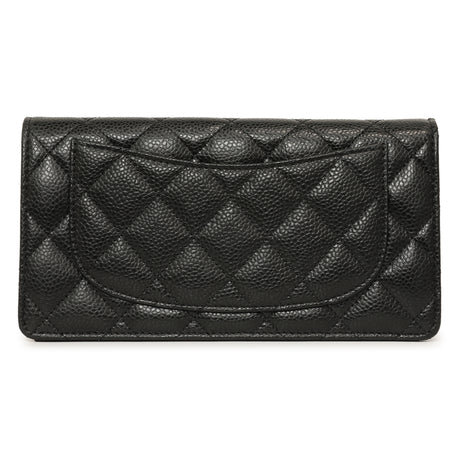 Chanel Black Quilted Caviar Yen Wallet