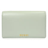 Gucci Pale Green Textured Calfskin Script Logo Chain Wallet