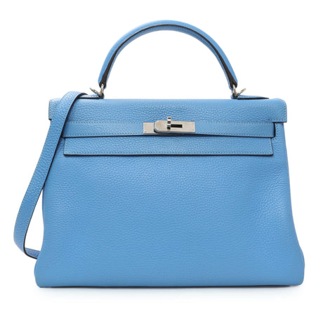 -8 items today ⬆️- 83357 Hermes Blue Paradise Taurillon Clemence Kelly Retourne 32 Handbags Hermes