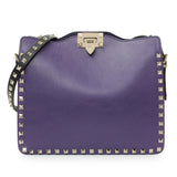 Valentino Purple Calfskin Rockstud Crossbody Handbags Valentino