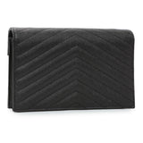 Saint Laurent Black Grain De Poudre Envelope Chain Wallet Handbags Saint Laurent