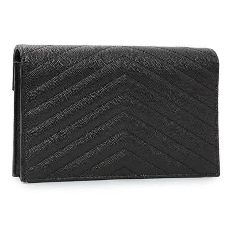 Saint Laurent Black Grain De Poudre Envelope Chain Wallet Handbags Saint Laurent