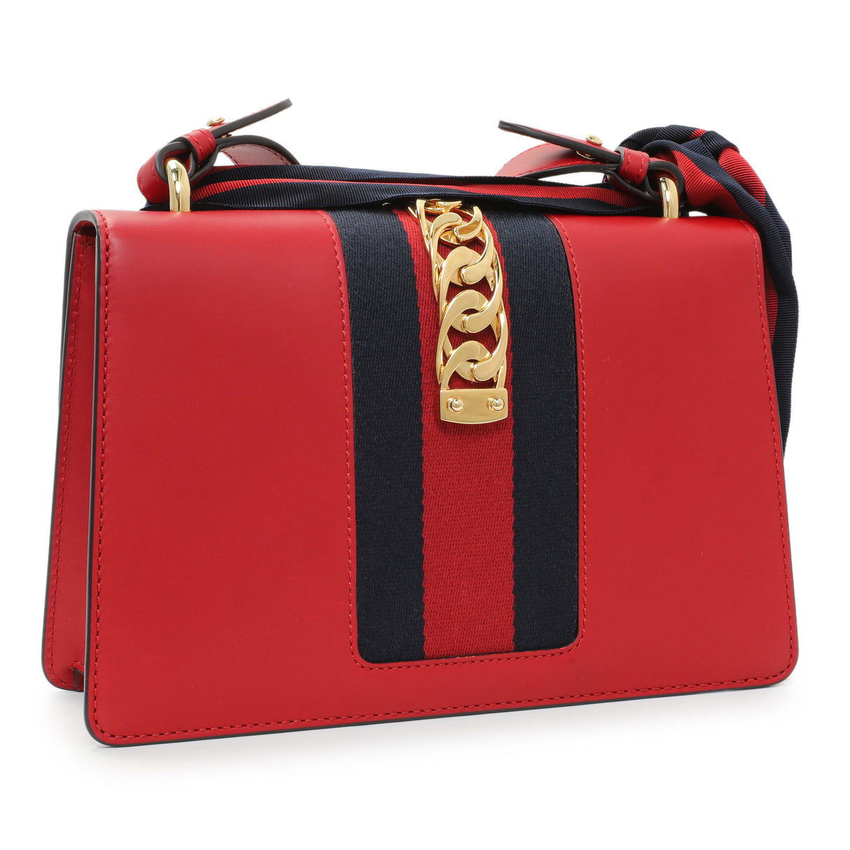 Gucci Hibiscus Red Calfskin Small Sylvie Shoulder Bag Handbags Gucci