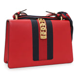 Gucci Hibiscus Red Calfskin Small Sylvie Shoulder Bag Handbags Gucci