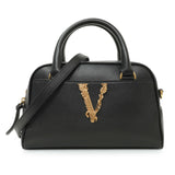 Versace Black Grained Calfskin Virtus Small Bowling Bag Handbags Versace