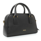 Versace Black Grained Calfskin Virtus Small Bowling Bag Handbags Versace