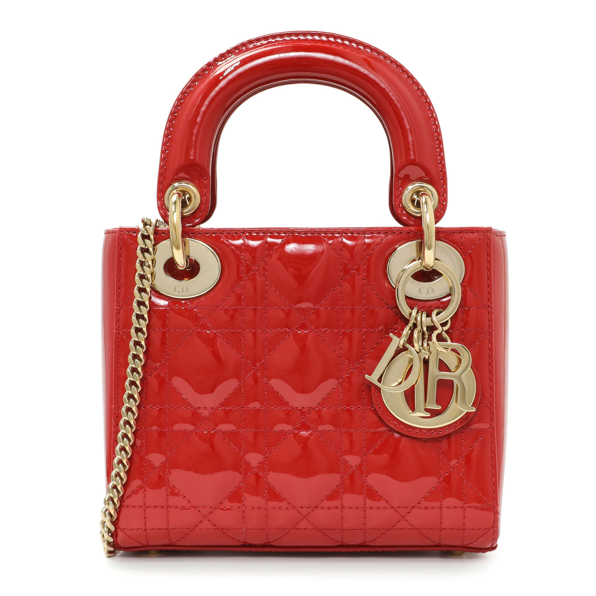 Christian Dior Red Patent Cannage Mini Lady Dior Handbags Christian Dior