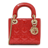 Christian Dior Red Patent Cannage Mini Lady Dior Handbags Christian Dior