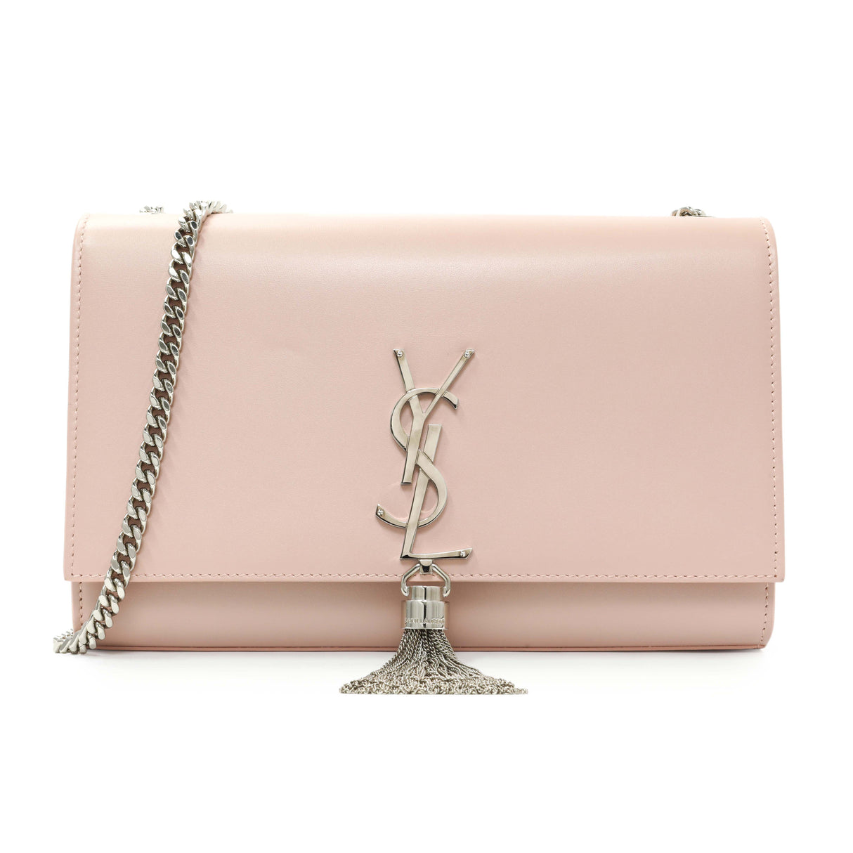 Saint Laurent Pink Smooth Calfskin Medium Classic Monogram Kate Tassel Satchel Handbags Saint Laurent