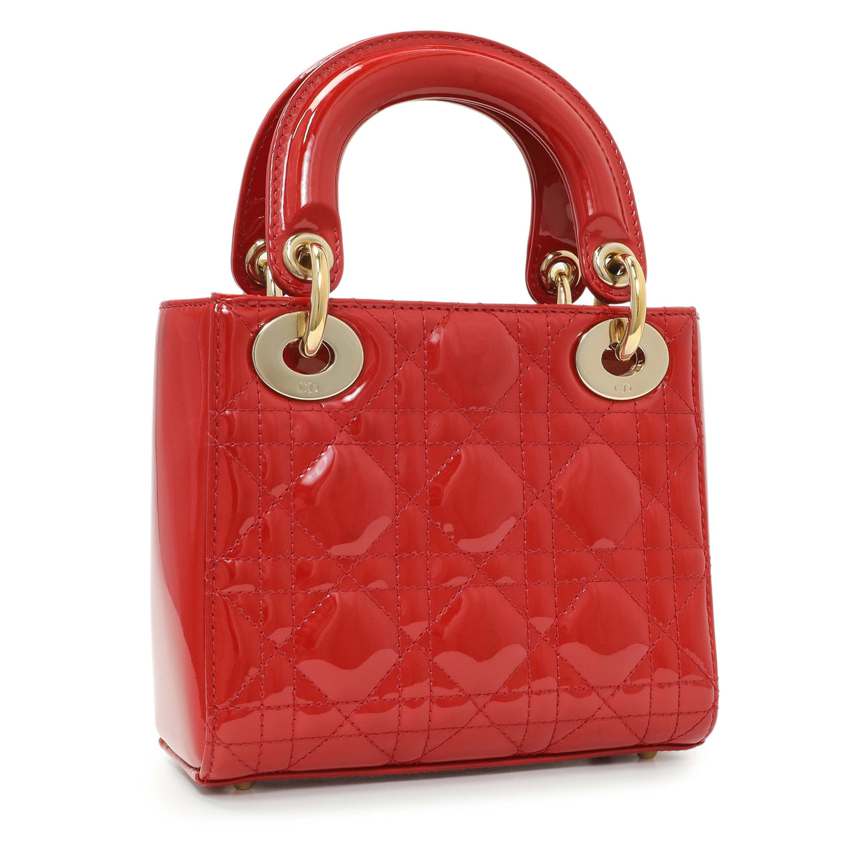 Christian Dior Red Patent Cannage Mini Lady Dior Handbags Christian Dior