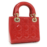 Christian Dior Red Patent Cannage Mini Lady Dior Handbags Christian Dior
