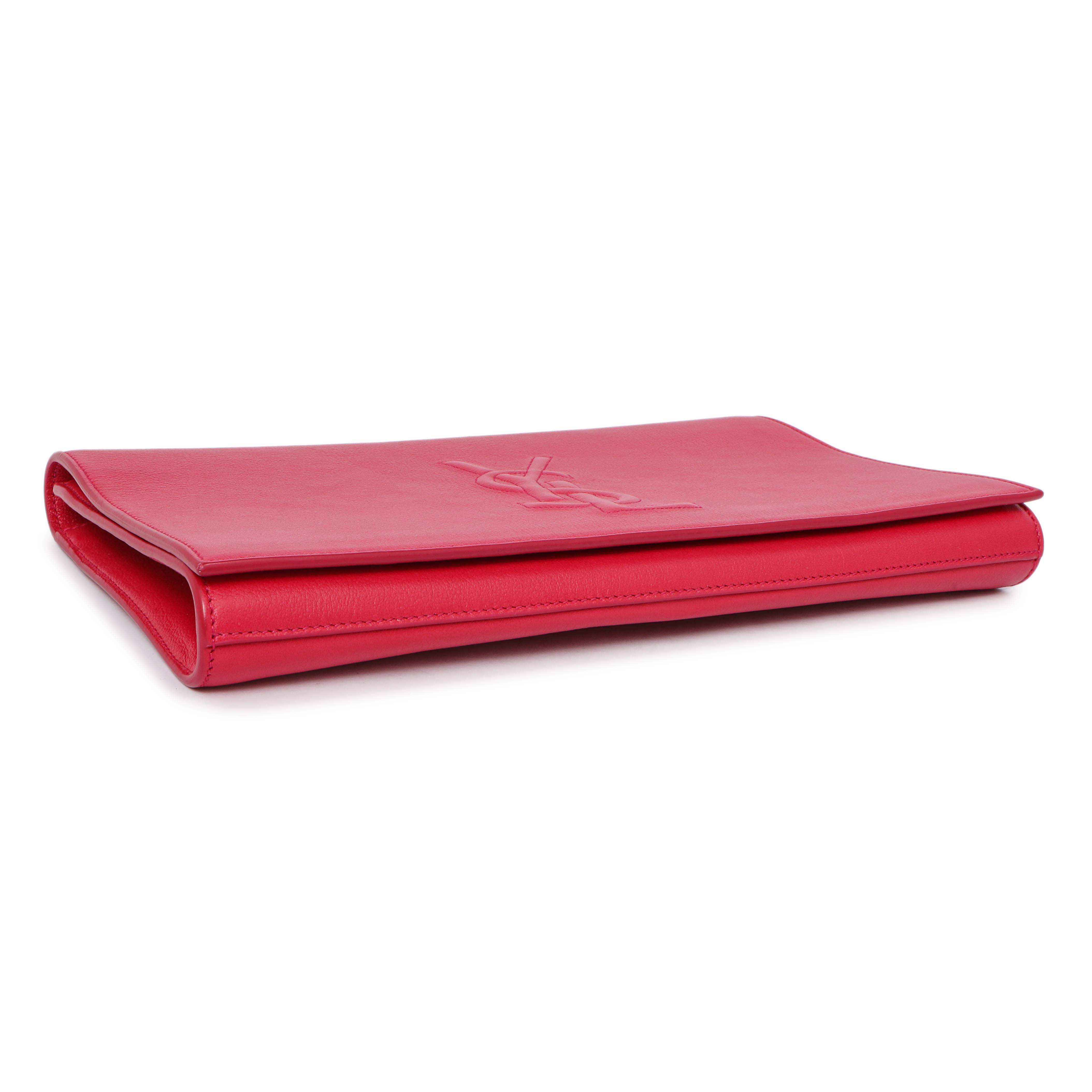 Saint Laurent Fuchsia Calfskin Monogram Large Belle De Jour
