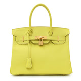 Hermes Lime Epsom Birkin 30 Handbags Hermes