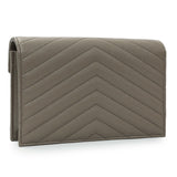 Saint Laurent Taupe Grey Grain De Poudre Envelope Chain Wallet Handbags Saint Laurent