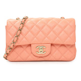 Chanel Light Orange Lambskin Mini Rectangular Classic Flap Bag Handbags Chanel