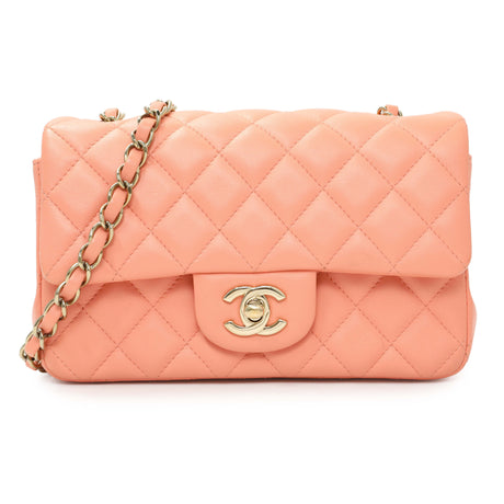 Chanel Light Orange Lambskin Mini Rectangular Classic Flap Bag Handbags Chanel
