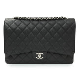 Chanel Black Quilted Caviar Maxi Double Flap Handbags Chanel
