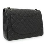 Chanel Black Quilted Caviar Maxi Double Flap Handbags Chanel