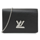 Louis Vuitton Black Epi Twist Belt Chain Wallet Handbags Louis Vuitton
