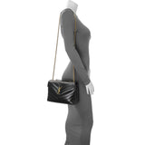 Saint Laurent Black Calfskin Y Quilted Monogram Small Loulou Chain Satchel Handbags Saint Laurent