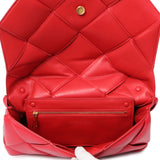 Bottega Veneta Red Nappa Intreccio Padded Top Handle Shoulder Bag