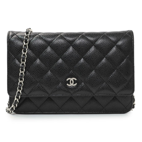 Chanel Black Quilted Caviar Wallet On Chain Handbags Chanel
