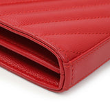 Saint Laurent Red Grain De Poudre Matelasse Chevron Monogram Chain Wallet Handbags Saint Laurent