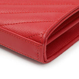 Saint Laurent Red Grain De Poudre Matelasse Chevron Monogram Chain Wallet Handbags Saint Laurent