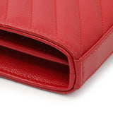 Saint Laurent Red Grain De Poudre Matelasse Chevron Monogram Chain Wallet Handbags Saint Laurent