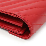 Saint Laurent Red Grain De Poudre Matelasse Chevron Monogram Chain Wallet Handbags Saint Laurent