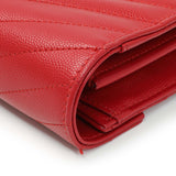 Saint Laurent Red Grain De Poudre Matelasse Chevron Monogram Chain Wallet Handbags Saint Laurent