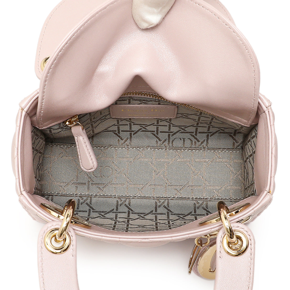 Christian Dior Lotus Metallic Lambskin Cannage Mini Lady Dior