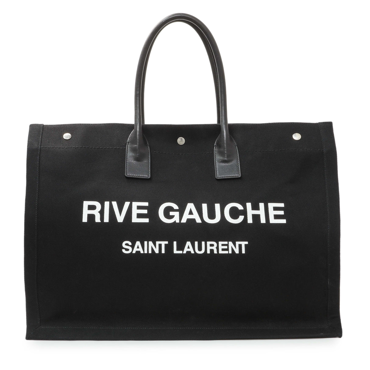 Saint Laurent Black Linen Calfskin Rive Gauche Tote Handbags Saint Laurent