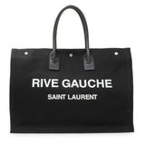 Saint Laurent Black Linen Calfskin Rive Gauche Tote Handbags Saint Laurent