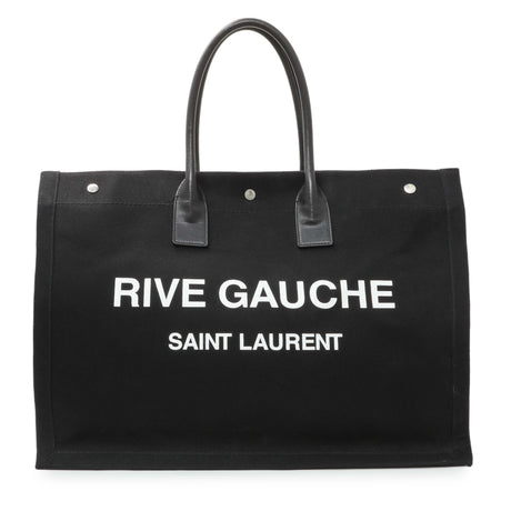 Saint Laurent Black Linen Calfskin Rive Gauche Tote Handbags Saint Laurent