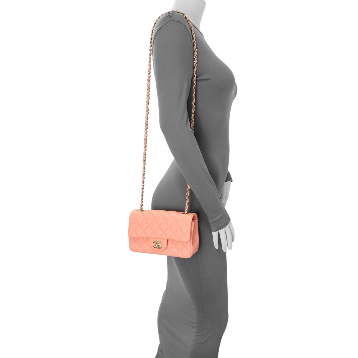 Chanel Light Orange Lambskin Mini Rectangular Classic Flap Bag Handbags Chanel