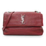 Saint Laurent Red Grain De Poudre Medium West Hollywood Monogram Fold-Over Handbags Saint Laurent