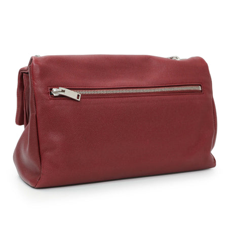 Saint Laurent Red Grain De Poudre Medium West Hollywood Monogram Fold-Over