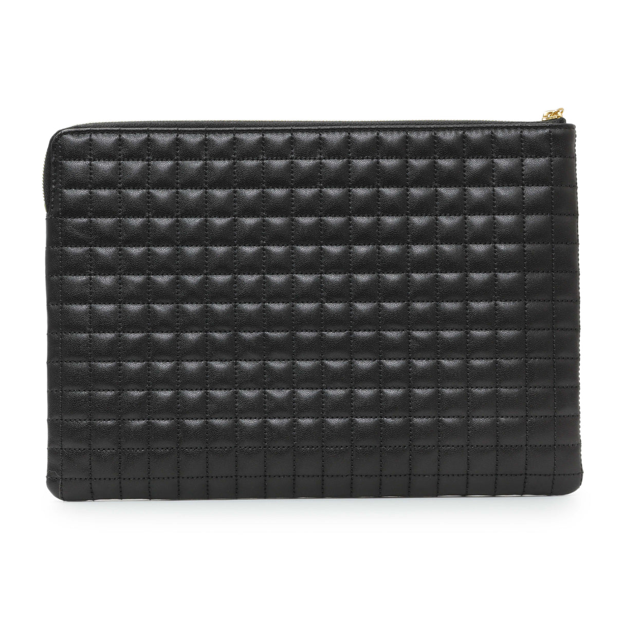 Celine Black Calfskin Quilted C Charm Pouch Accessories Celine