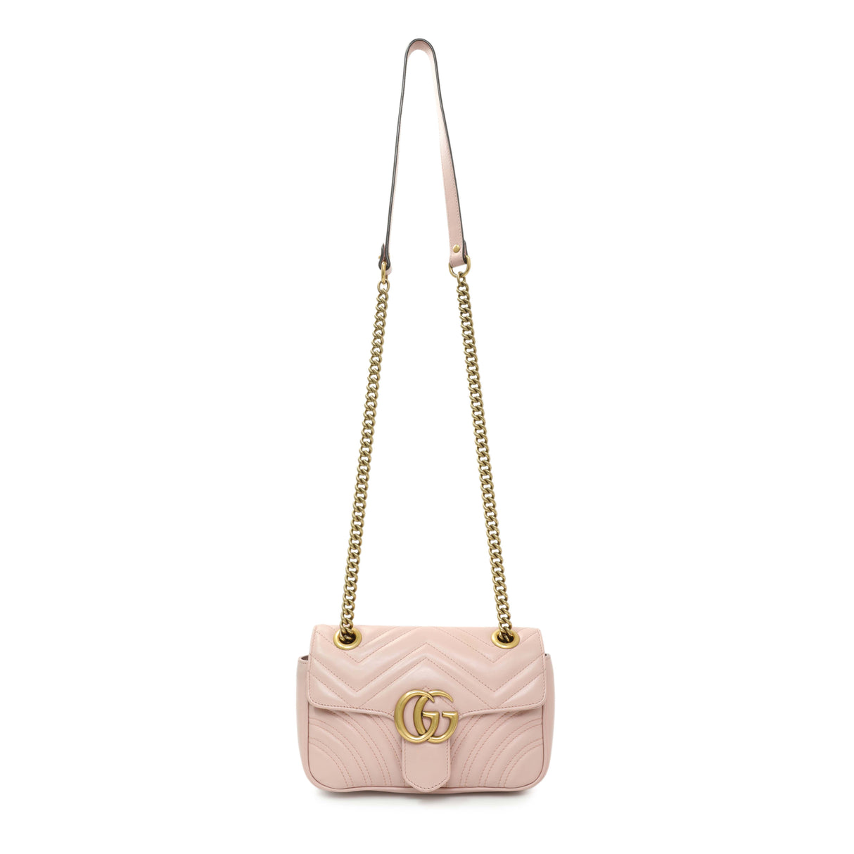 Gucci Pink Calfskin Mini GG Marmont Shoulder Bag Handbags Gucci