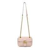 Gucci Pink Calfskin Mini GG Marmont Shoulder Bag Handbags Gucci