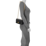 Chanel Black Mini Rectangular Flap Bag with Camellia Adjusting Chain Handbags Chanel