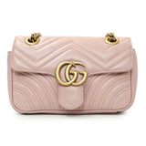 Gucci Pink Calfskin Mini GG Marmont Shoulder Bag Handbags Gucci