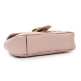 Gucci Pink Calfskin Mini GG Marmont Shoulder Bag Handbags Gucci