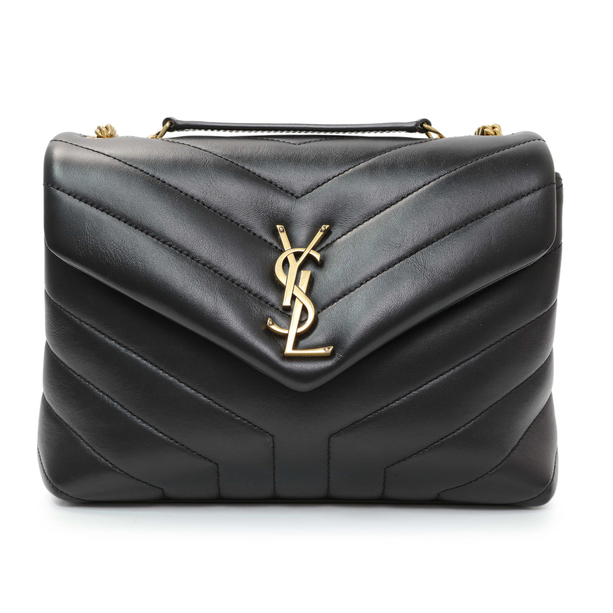 Saint Laurent Black Calfskin Y Quilted Monogram Small Loulou Chain Satchel Handbags Saint Laurent