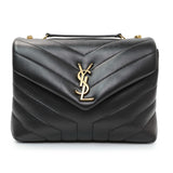 Saint Laurent Black Calfskin Y Quilted Monogram Small Loulou Chain Satchel Handbags Saint Laurent
