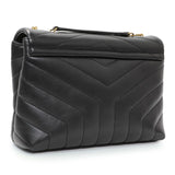 Saint Laurent Black Calfskin Y Quilted Monogram Small Loulou Chain Satchel Handbags Saint Laurent