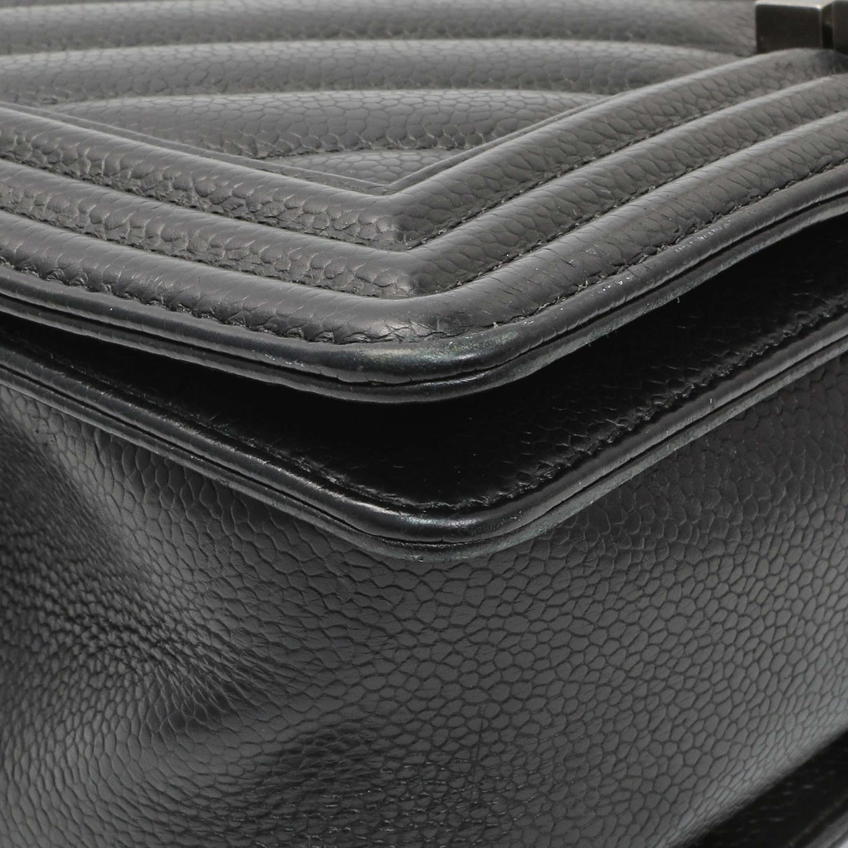 Chanel Black Chevron Quilted Caviar Medium Boy Flap Handbags Chanel