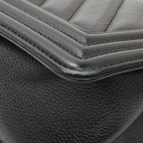 Chanel Black Chevron Quilted Caviar Medium Boy Flap Handbags Chanel