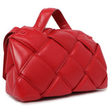 Bottega Veneta Red Nappa Intreccio Padded Top Handle Shoulder Bag